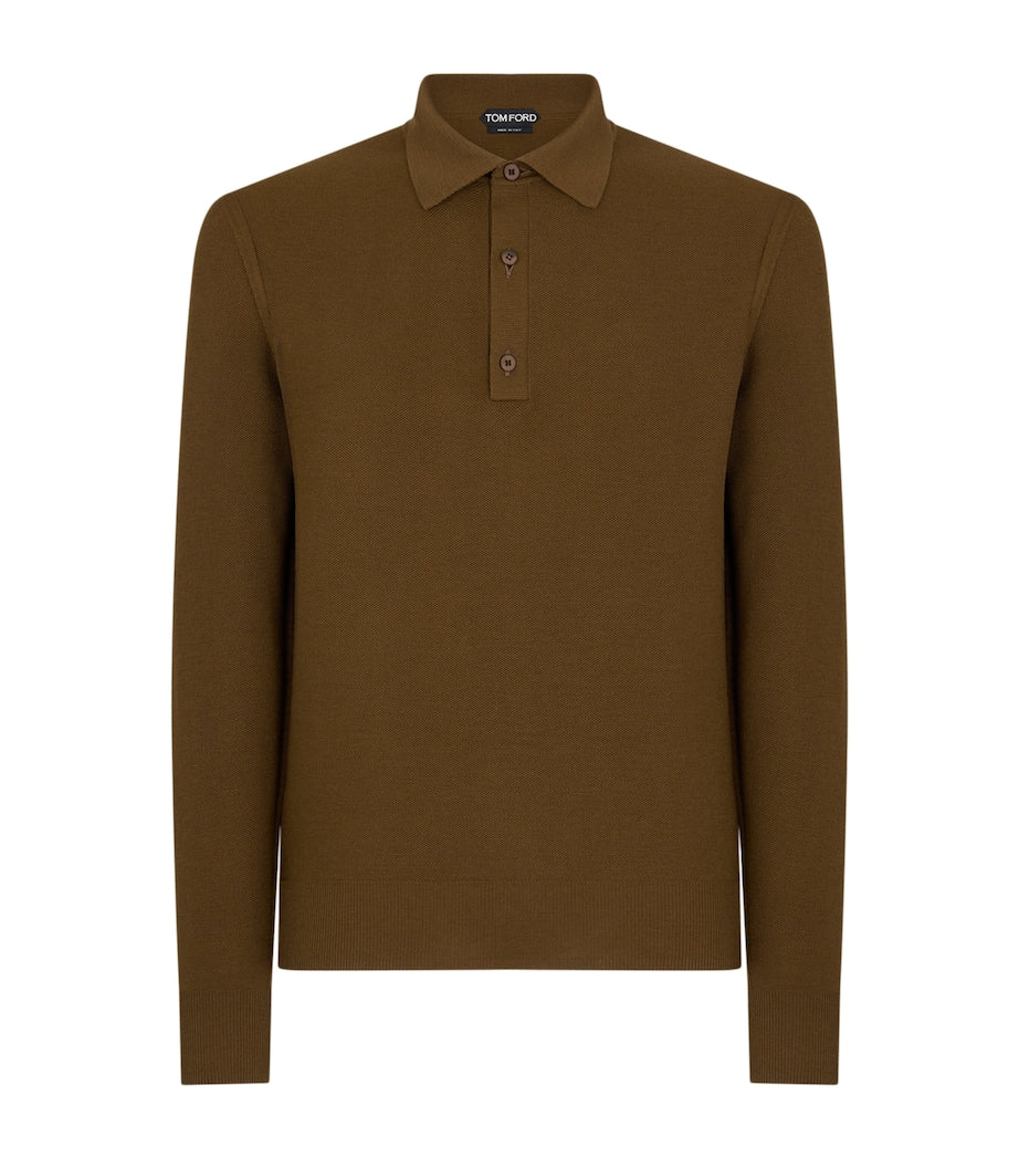 TOM FORD Green Silk-Cotton Polo Shirt