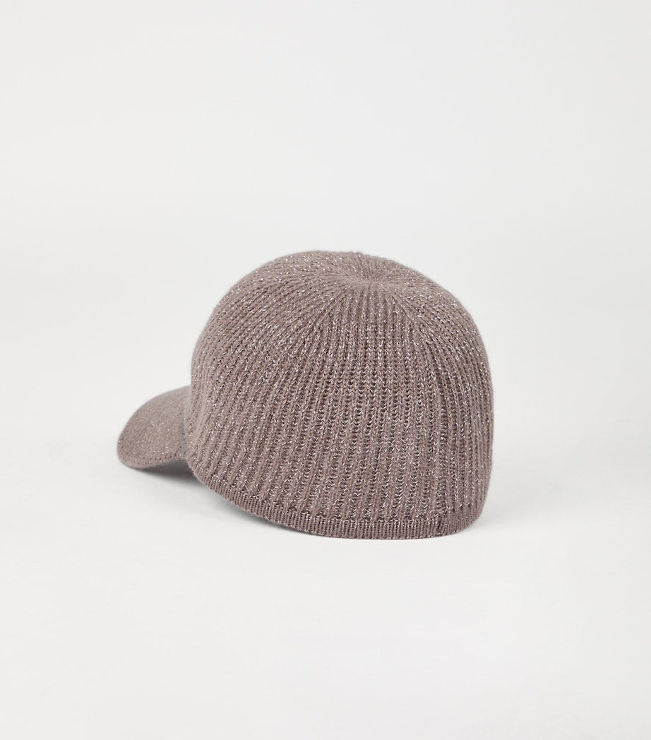 Brown Cashmere-Blend Monili Baseball Cap