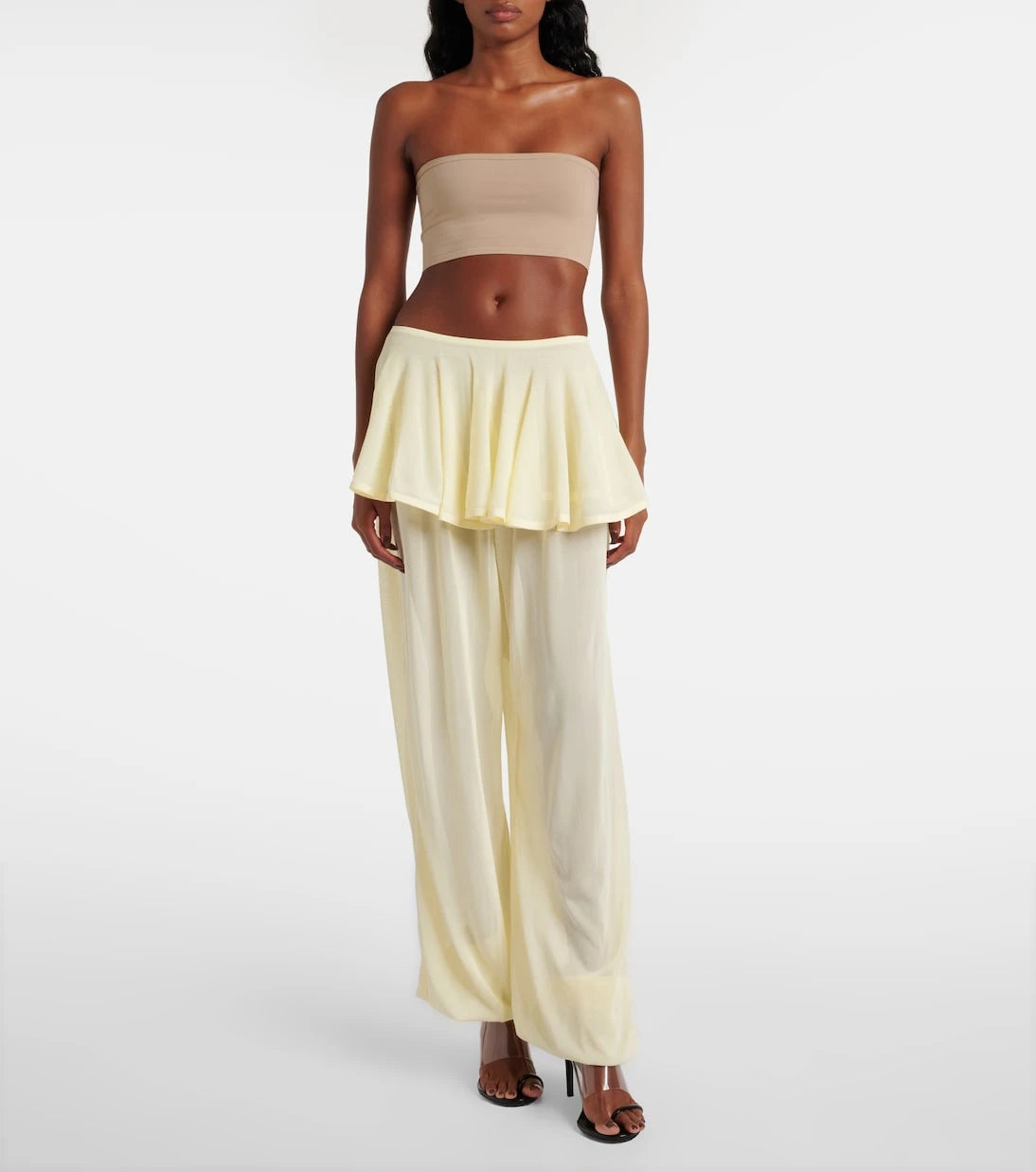 Alaïa - بنطلون بقصة أرجل واسعة متوسط الارتفاع شبه شفاف