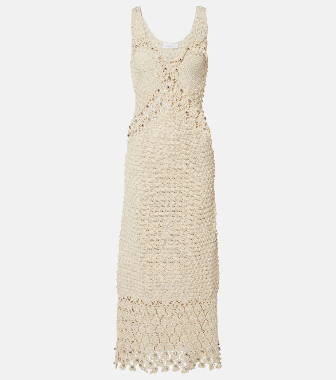 Rabanne - Embellished crochet cotton midi dress