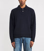 FRAME Navy Wool-Cashmere Polo Sweater