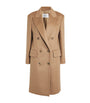 Max Mara Beige Camel Wool Peak Lapel Pea Coat
