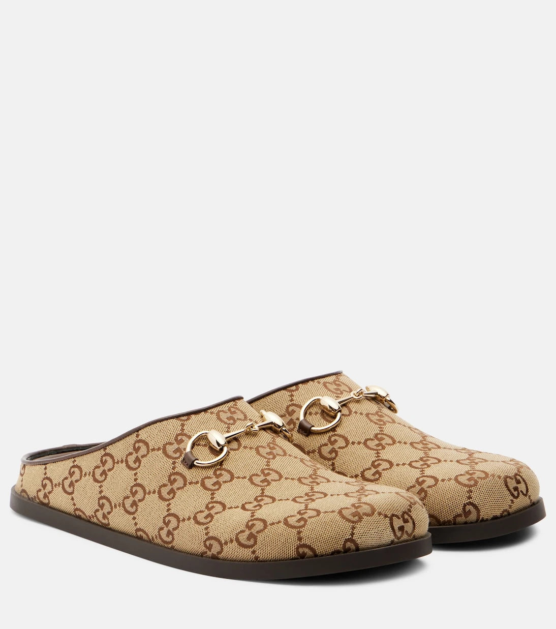 Gucci - حذاء مفتوح من الخلف مزين بجلد GG