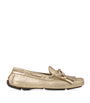 Jimmy Choo Gold Manon Flat Suede Loafers