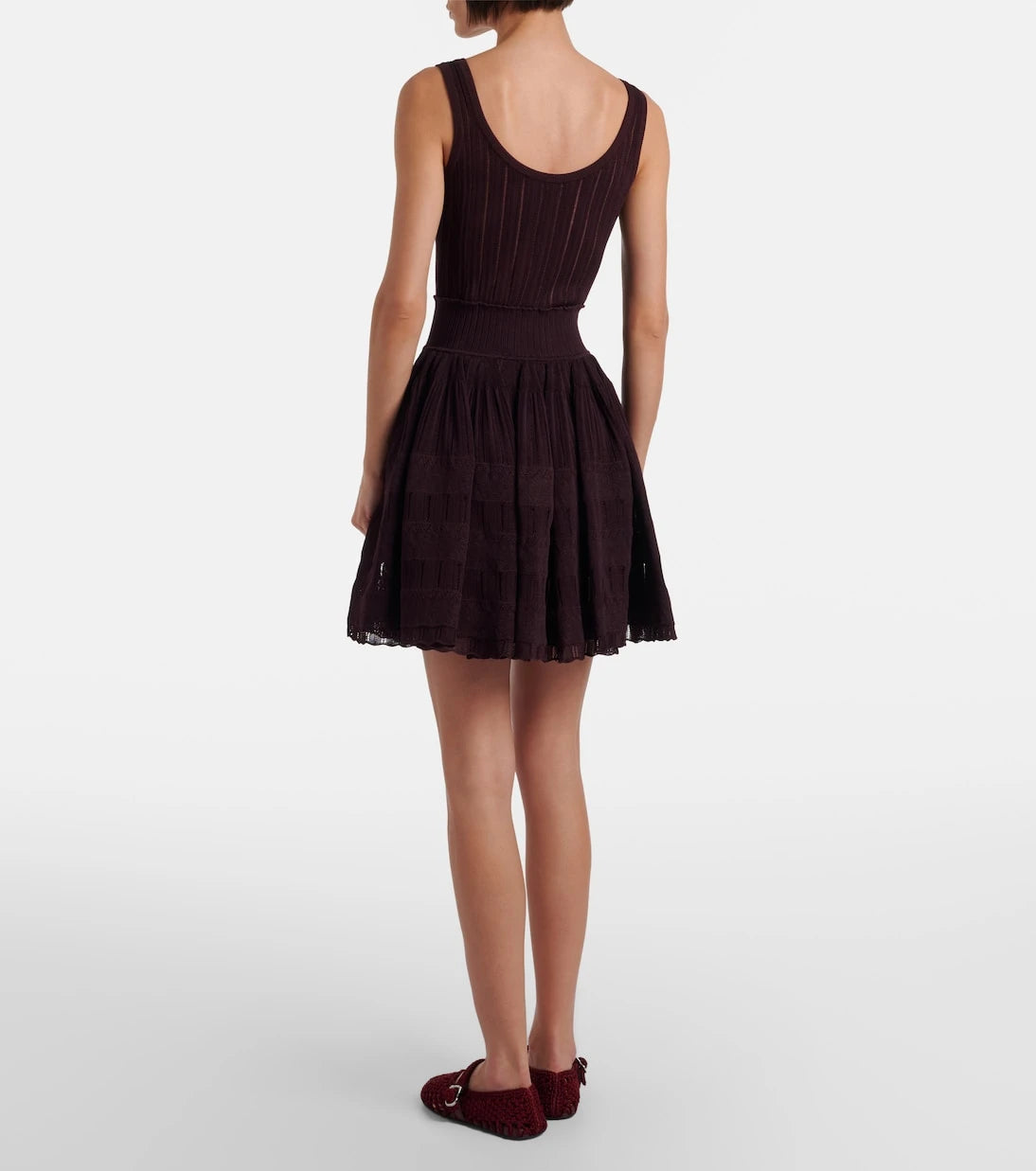 Alaïa - فستان قصير مضلع بحواف صدفيّة