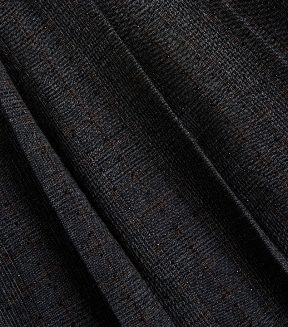 Pleated Rhinestone-Embellished Midi Skirt