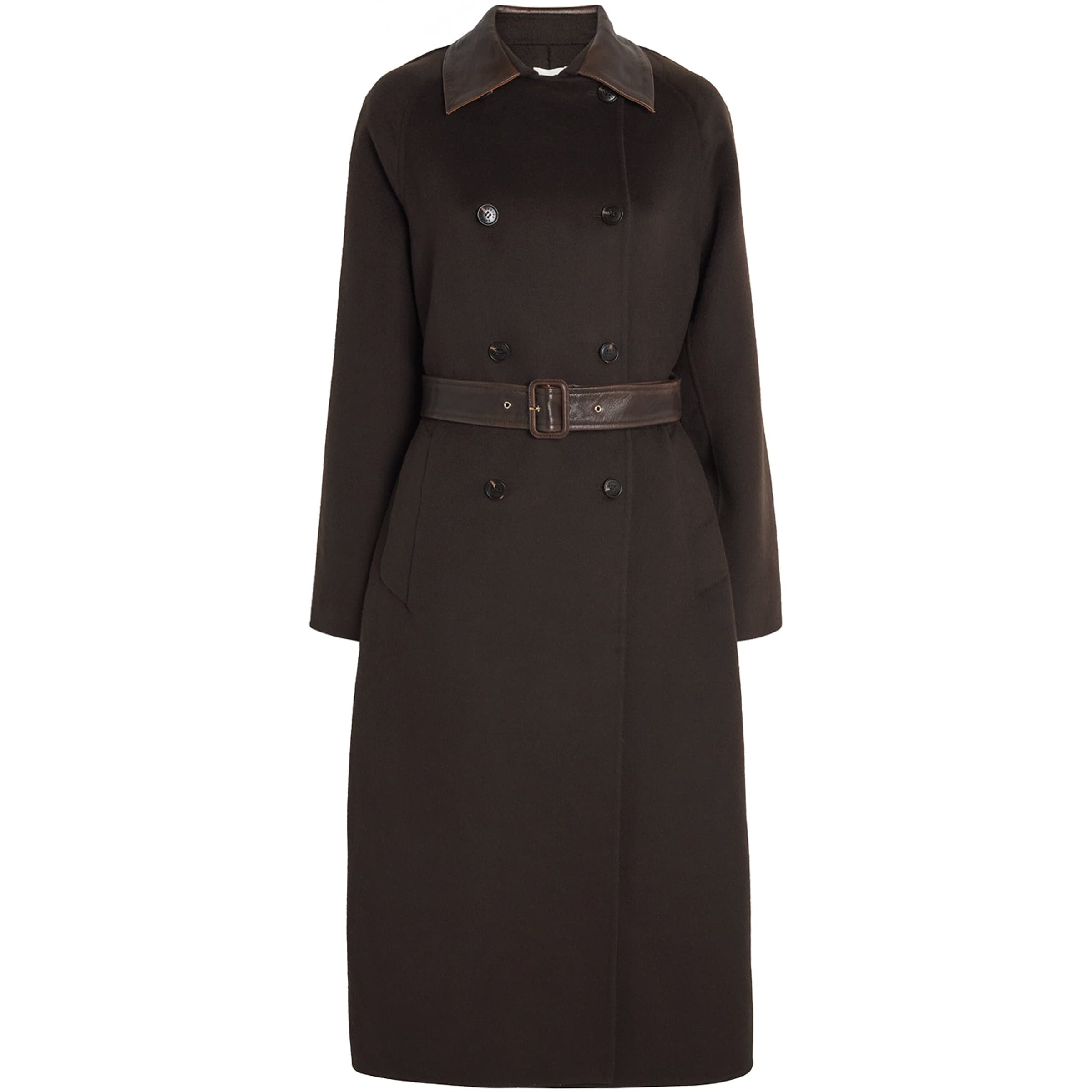 Sandro Paris Brown Wool Leather-Collar Coat