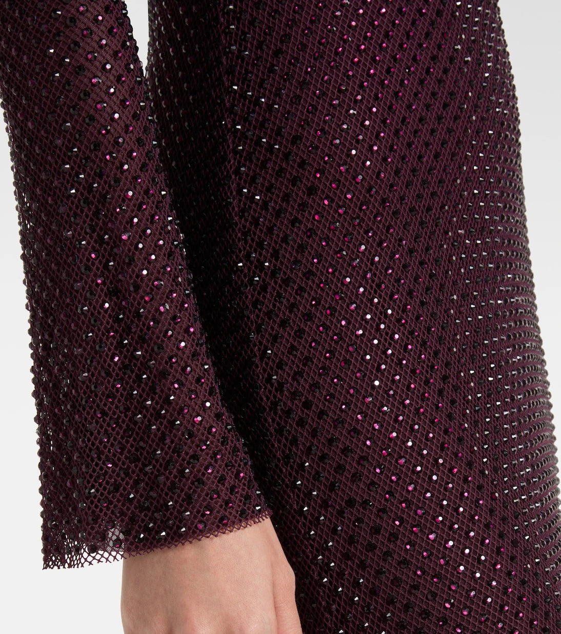 Self-Portrait - Rhinestone mesh maxi dress