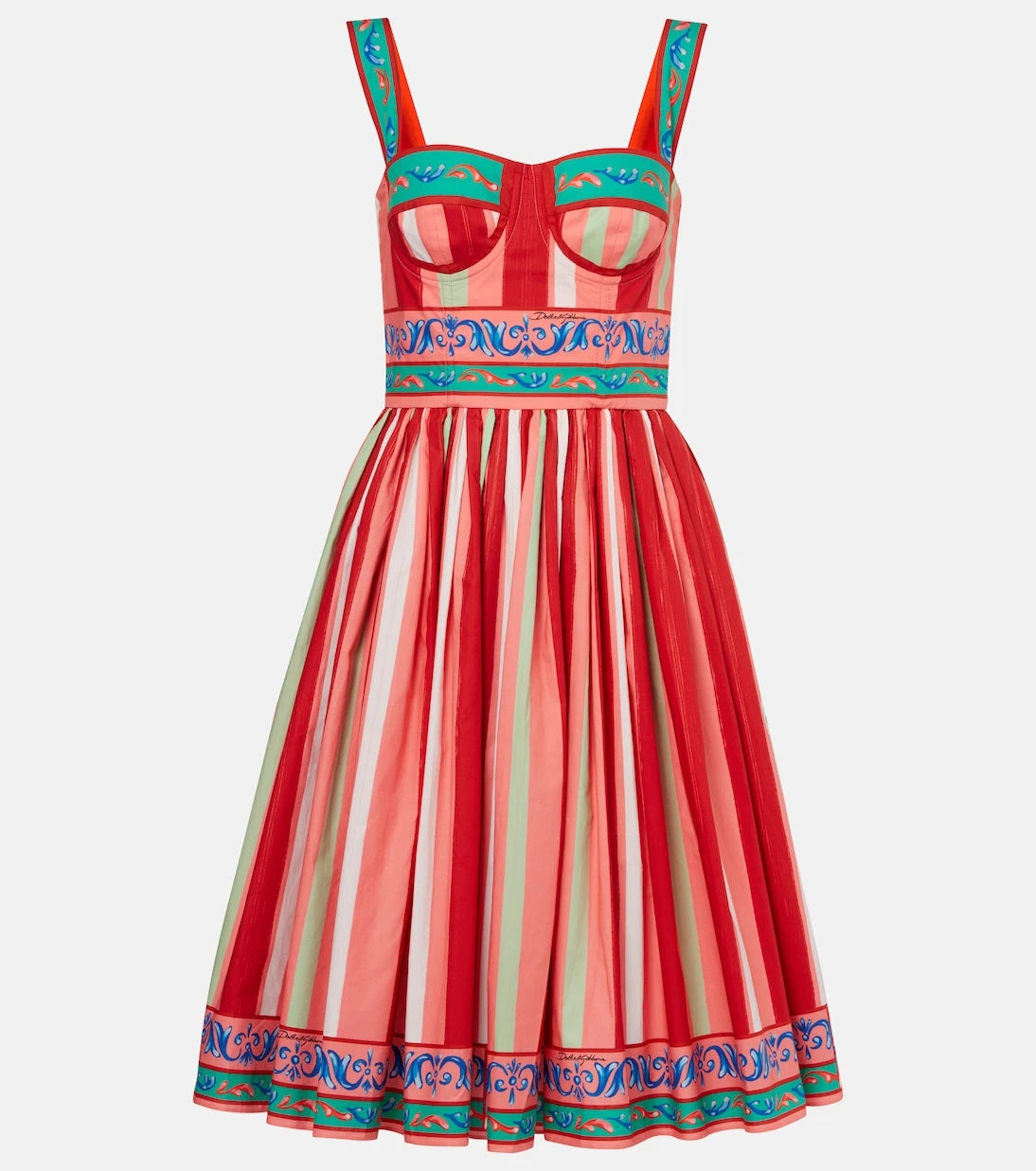 Dolce&Gabbana - Taormina striped cotton bustier dress