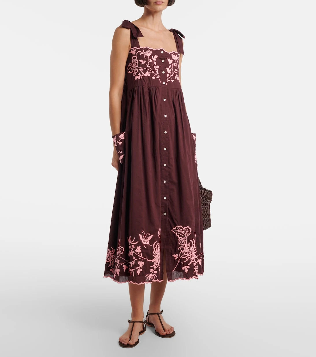 Juliet Dunn - Embroidered cotton midi dress