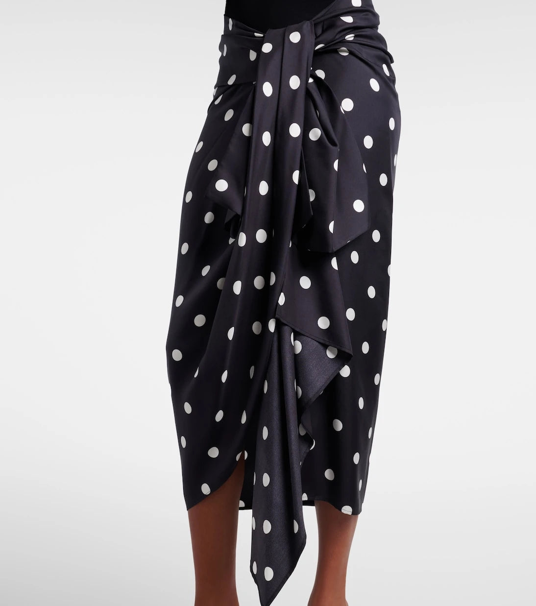 Sportmax - Polka-dot silk satin wrap skirt