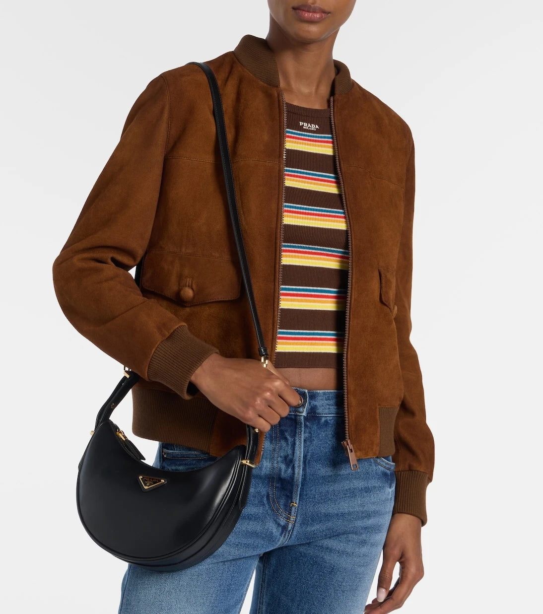 Prada - Arqué Small leather shoulder bag