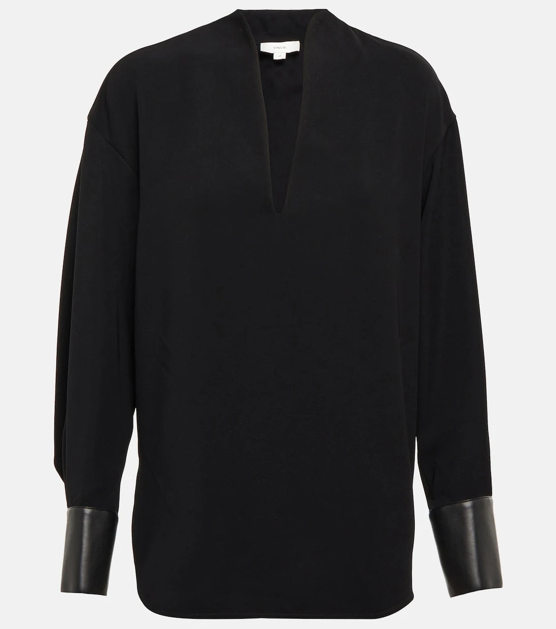 Vince - Faux leather-trimmed blouse