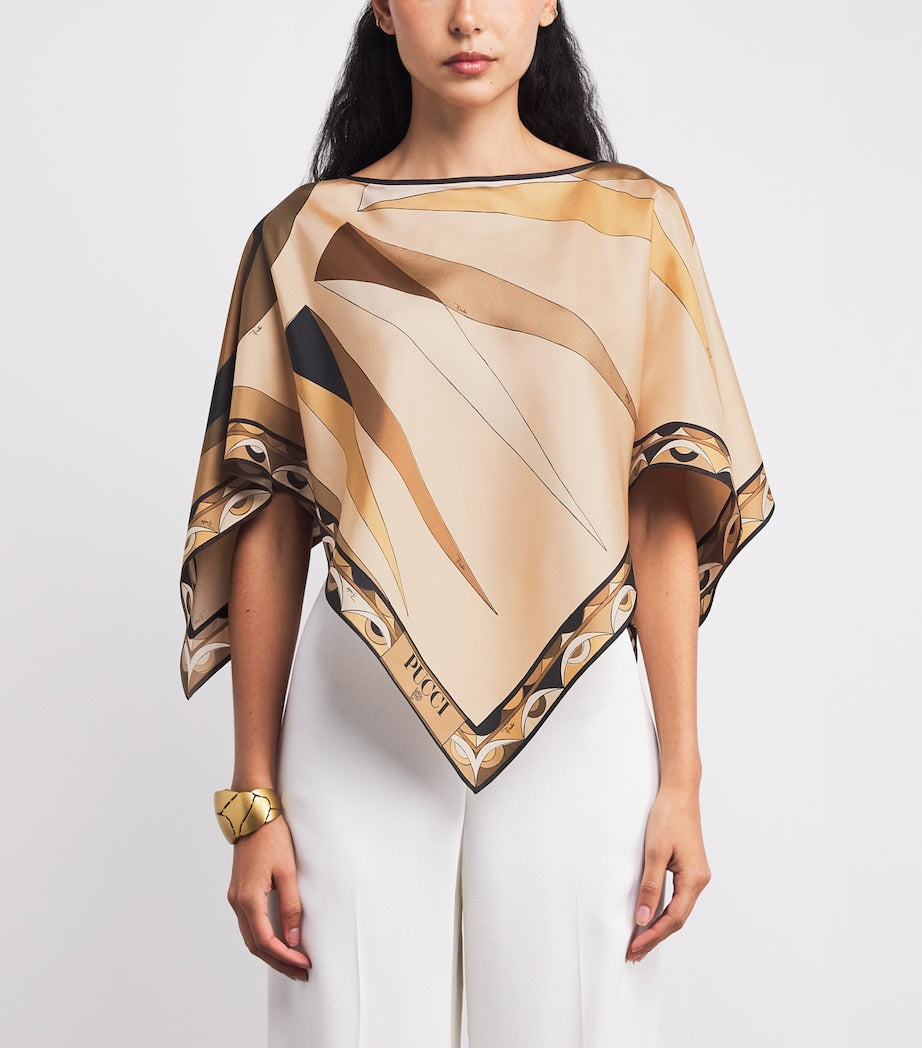 Gold Silk Hawaii Print Blouse