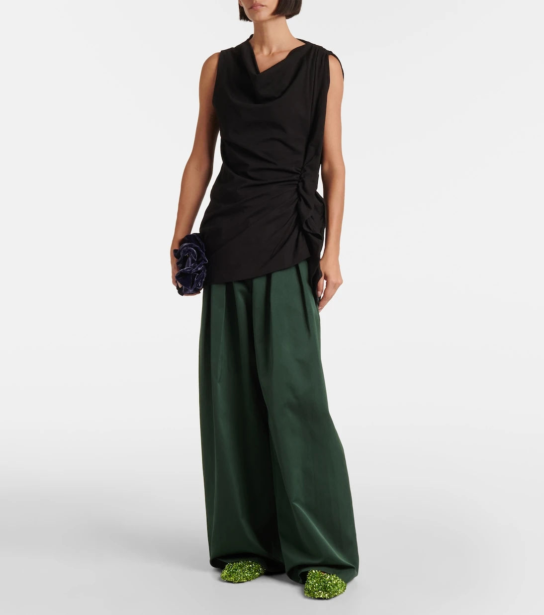 Dries Van Noten - Draped cotton jersey top