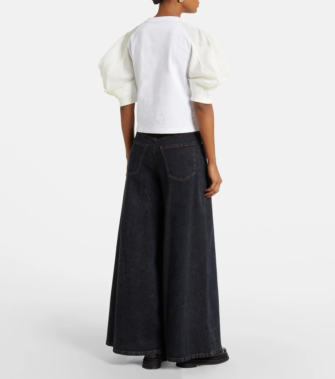 Sacai - Puff-sleeve cotton-blend T-shirt