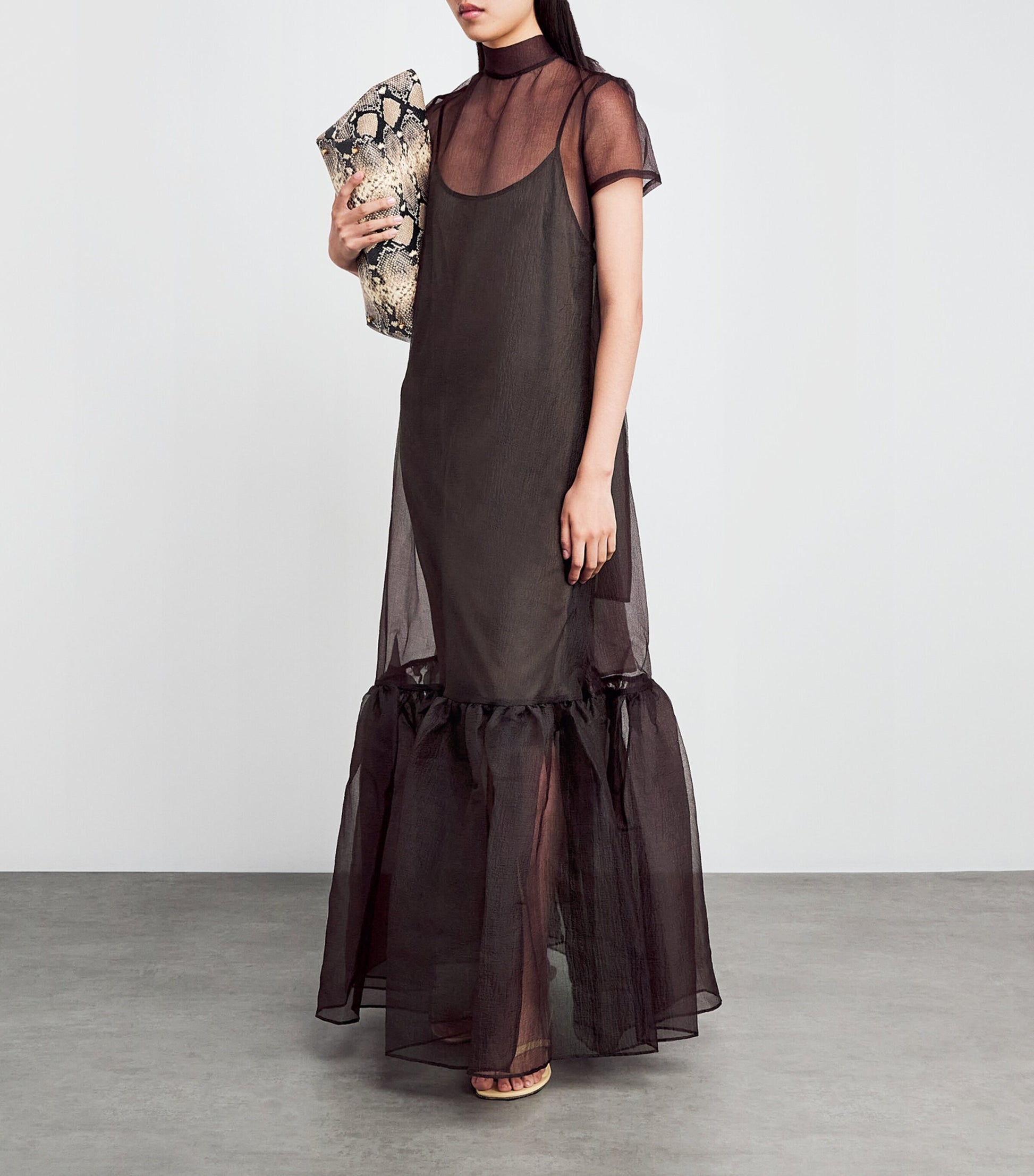 STAUD Black Organza Calluna Maxi Dress