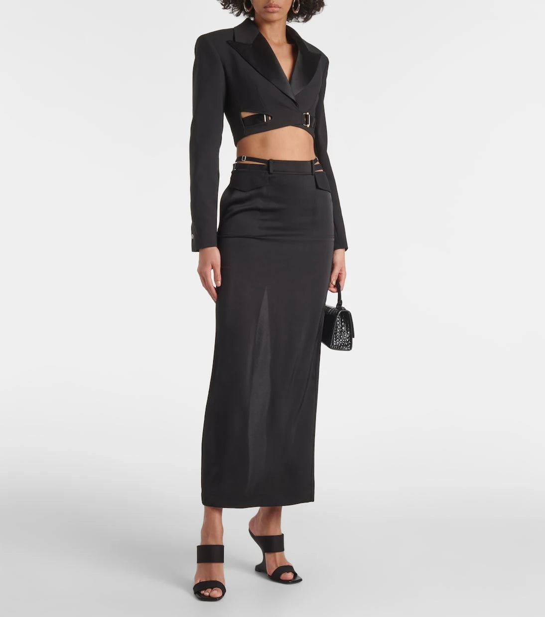 Dion Lee - تنورة ماكسي ساتان بخصر متوسط وجيوب من مجموعة "كولوم"
