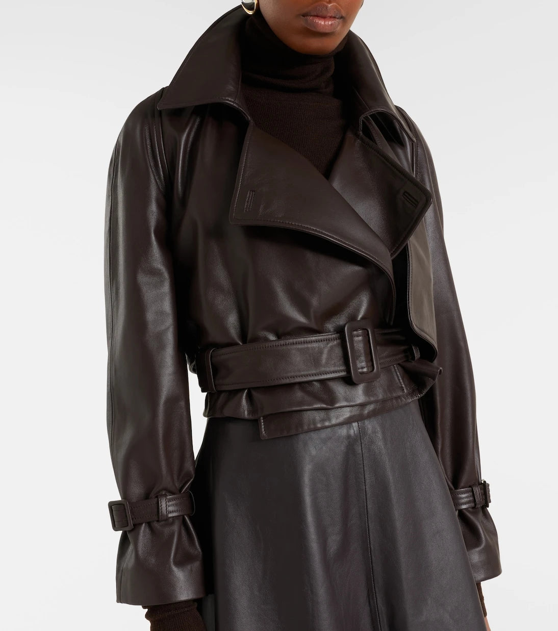 Nour Hammour - Hatti cropped leather jacket