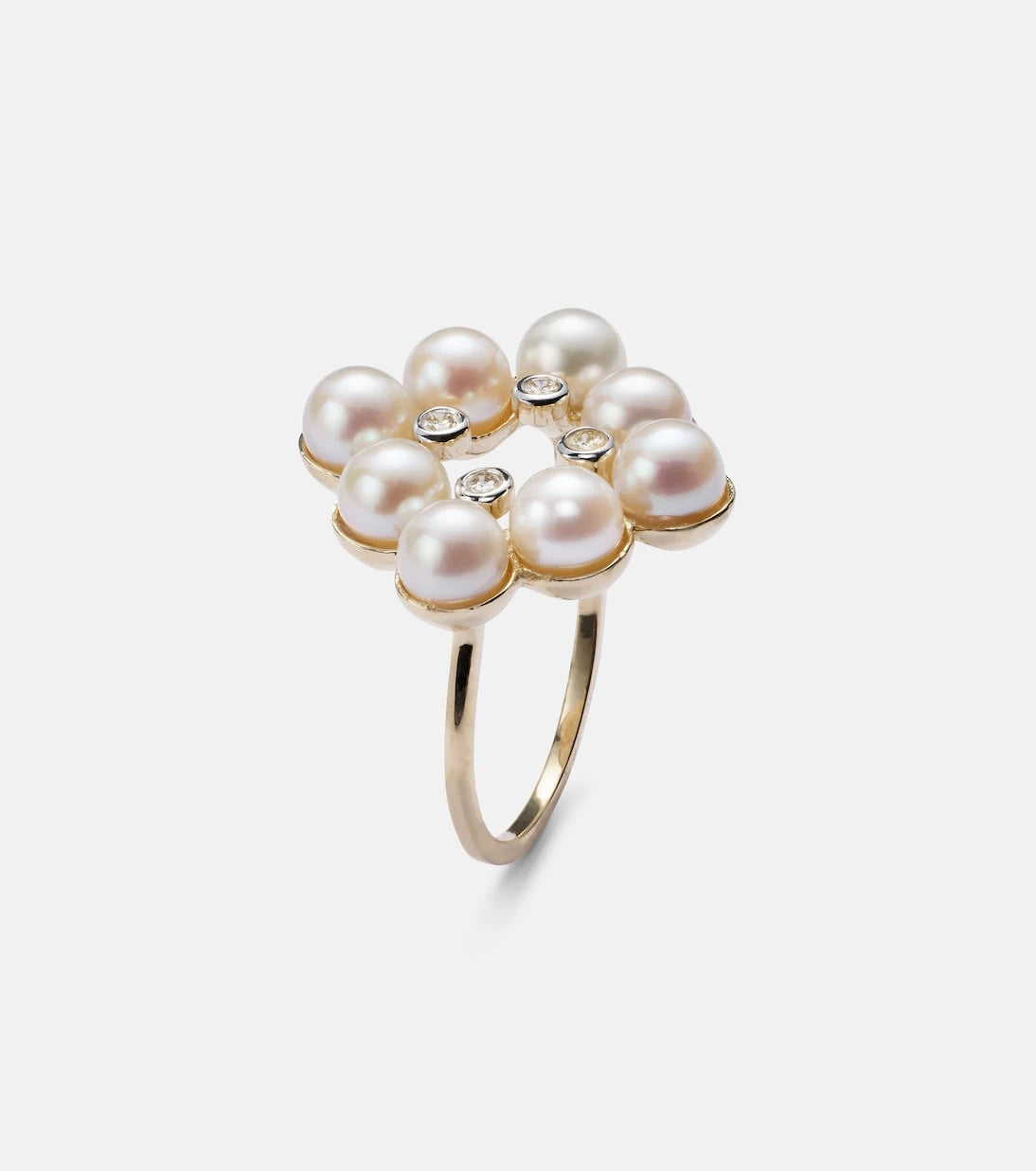 Mateo - Cluster 14kt gold ring with pearls and diamonds