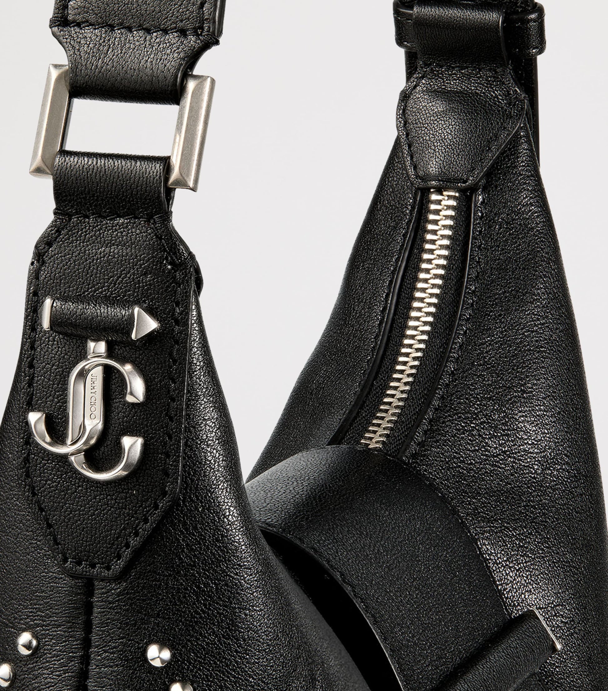 Jimmy Choo Black Small Studded Leather Bar Shoulder Bag