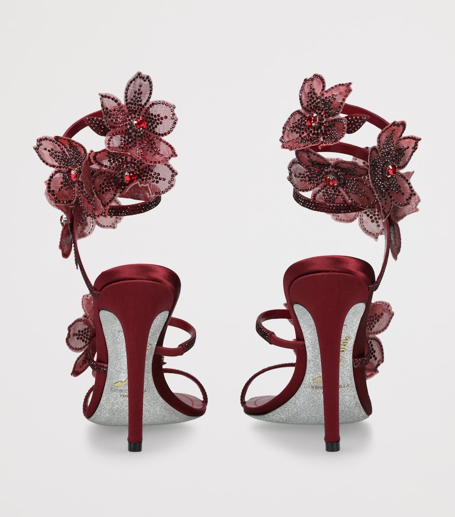Burgundy Satin Floral Cleo Sandals 105