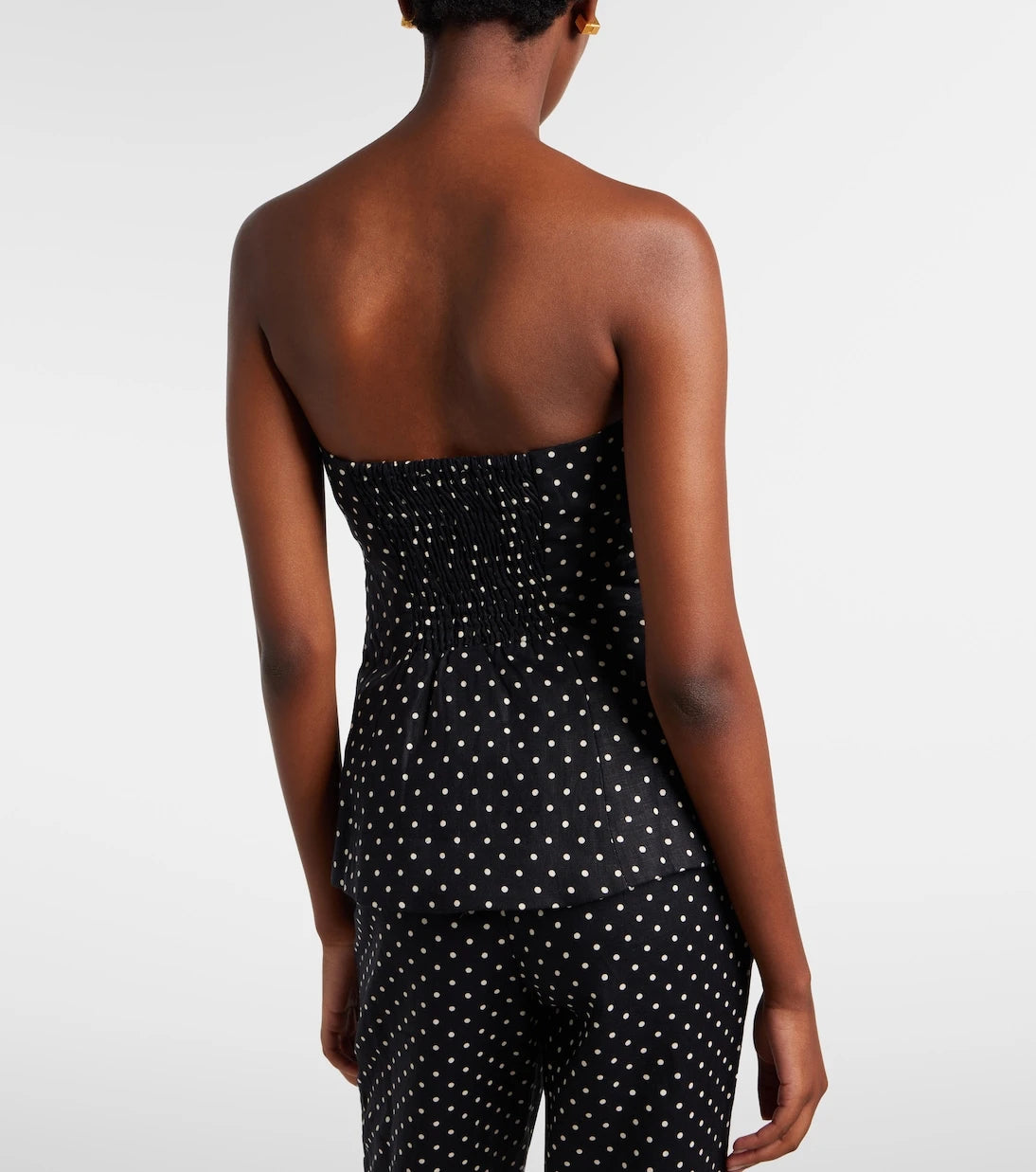 Faithfull - Petro polka-dot peplum linen top