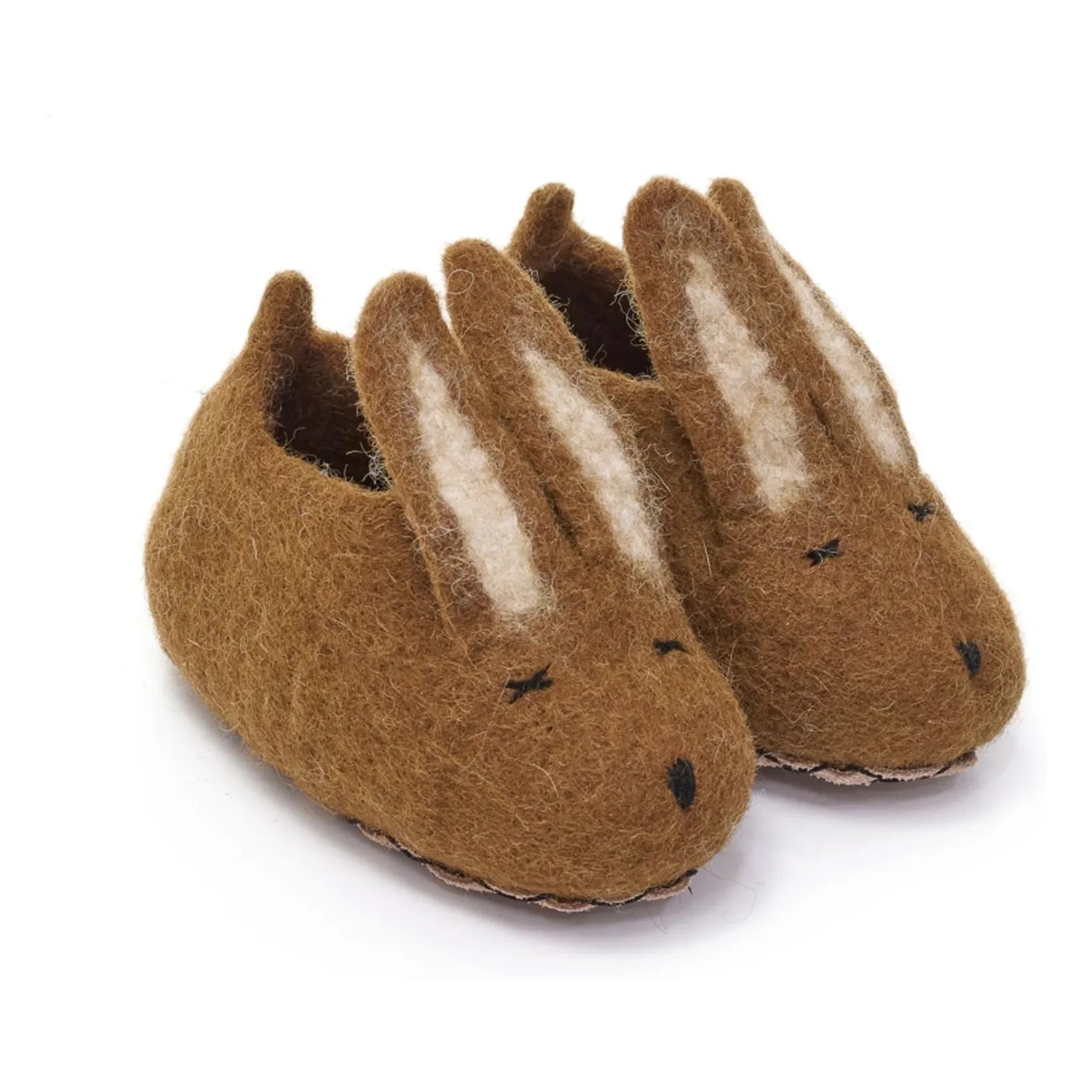 Muskhane - Felt and leather rabbit slippers | Brown
