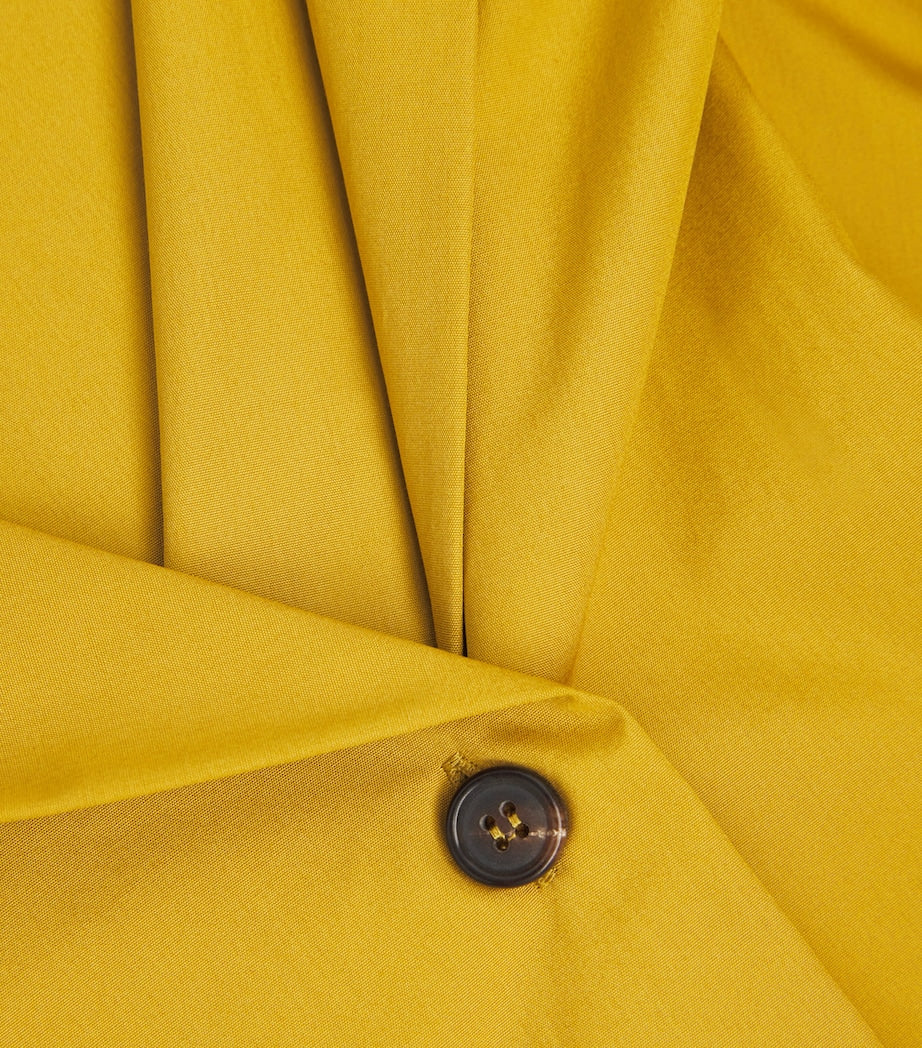 Yellow Cotton Midi Shirt Dress