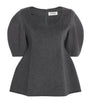 Róhe Grey Wool-Cashmere Peplum Top
