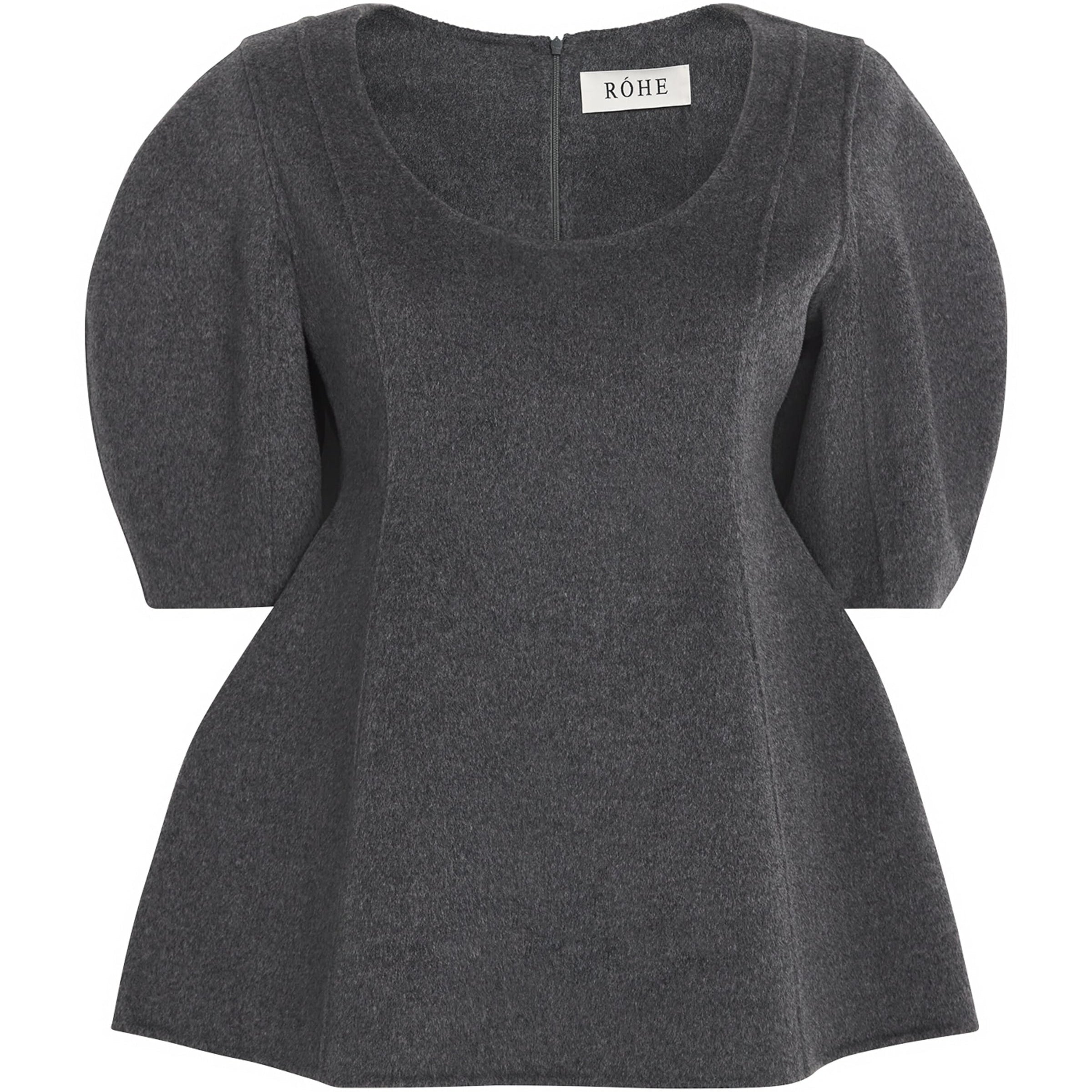 Róhe Grey Wool-Cashmere Peplum Top