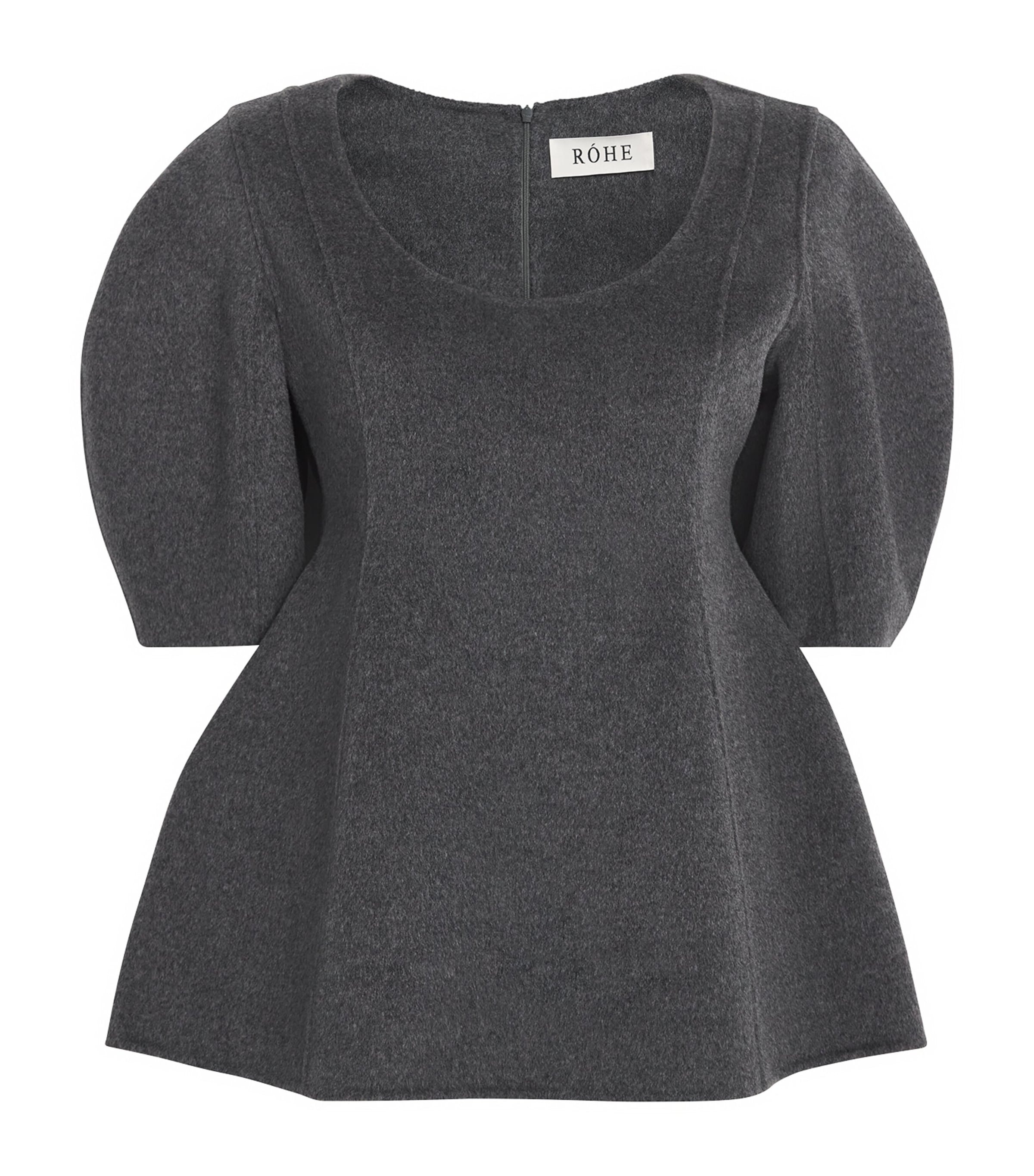 Róhe Grey Wool-Cashmere Peplum Top