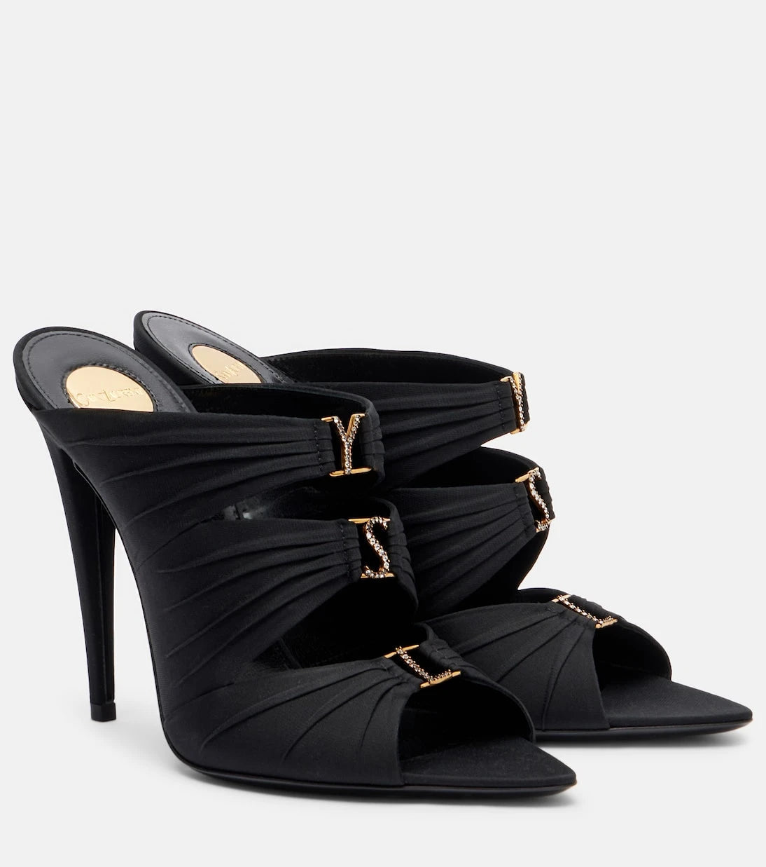 Saint Laurent - Emilie crêpe satin mules