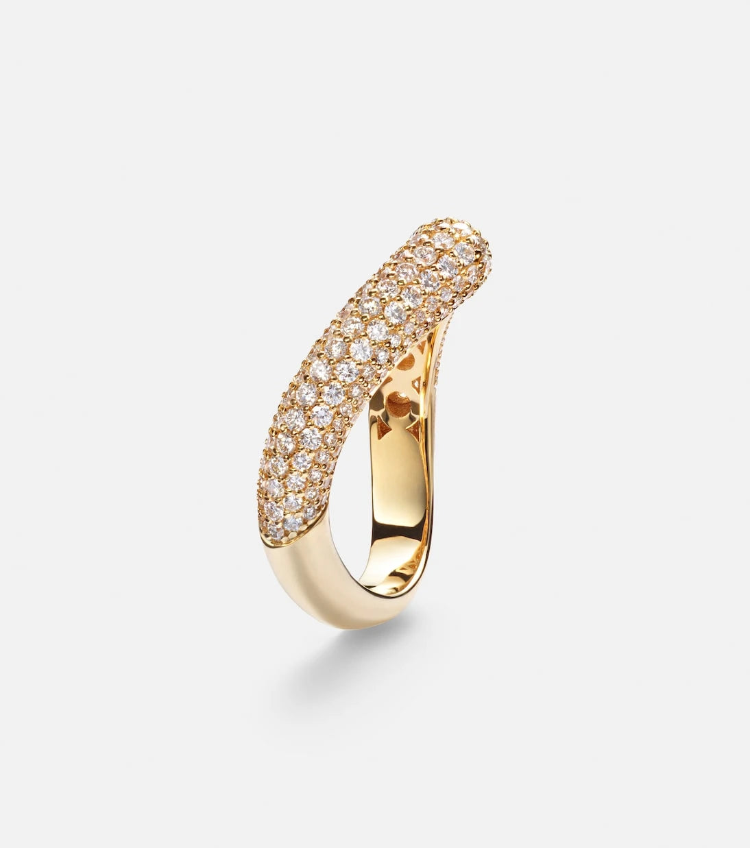 Engelbert - Drop Link Medium 18kt gold ring with diamonds