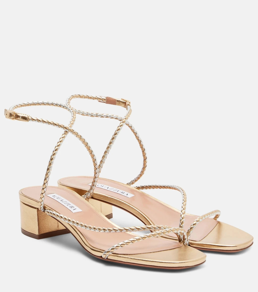 Aquazzura - Luca braided metallic leather sandals
