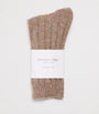 Johnstons Of Elgin Brown Cashmere Ribbed Socks