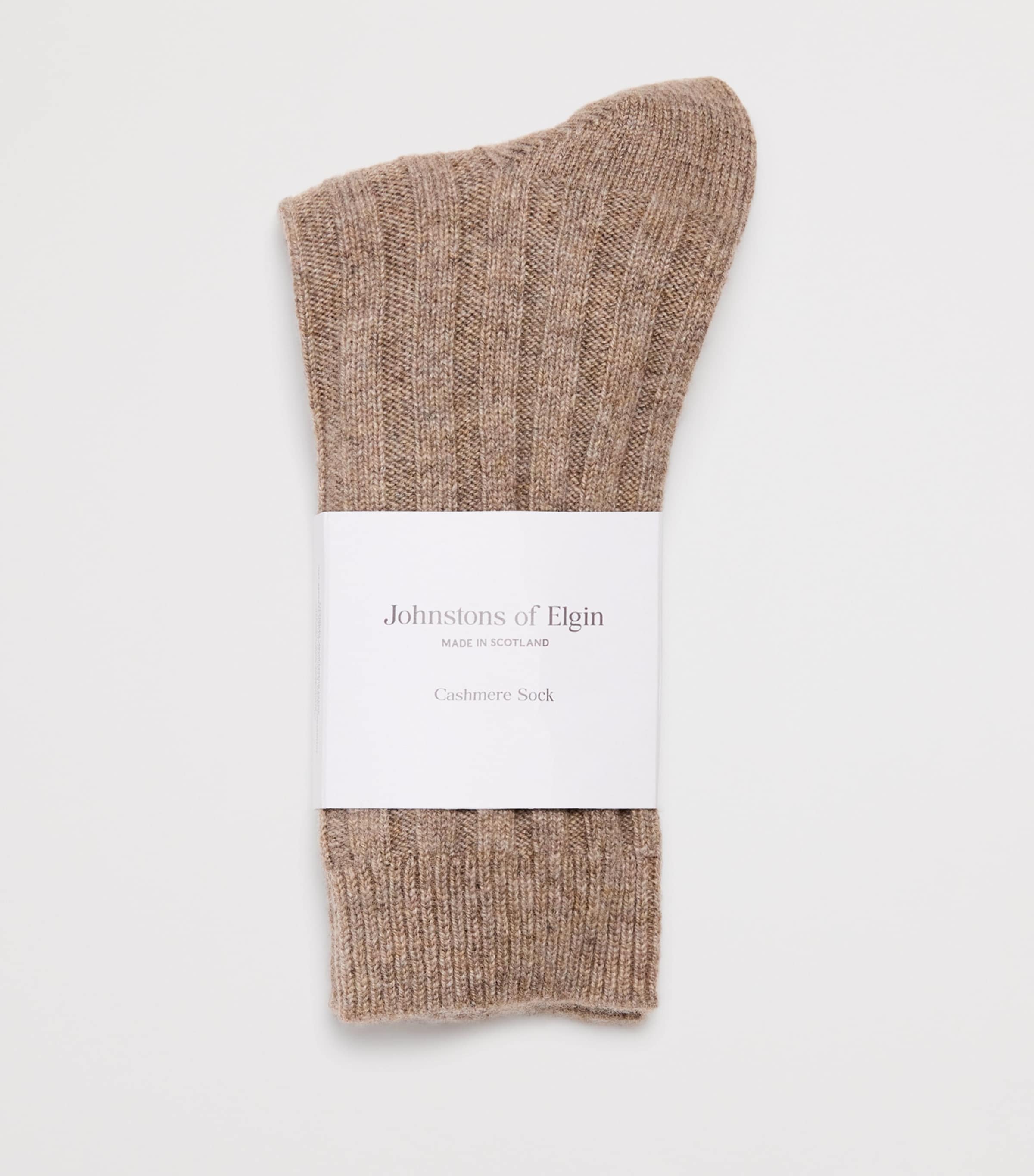 Johnstons Of Elgin Brown Cashmere Ribbed Socks