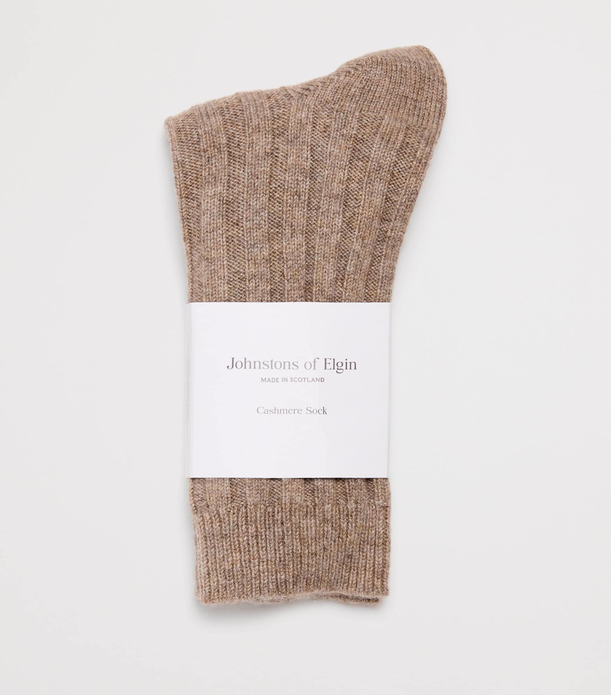 Johnstons Of Elgin Brown Cashmere Ribbed Socks