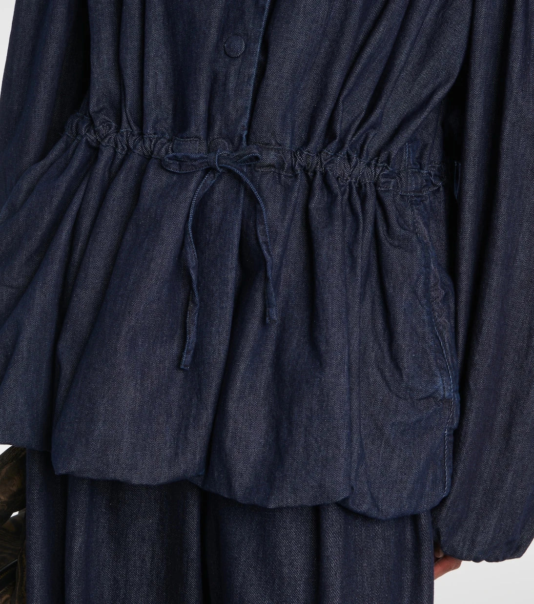 Dries Van Noten - Gathered denim blouse