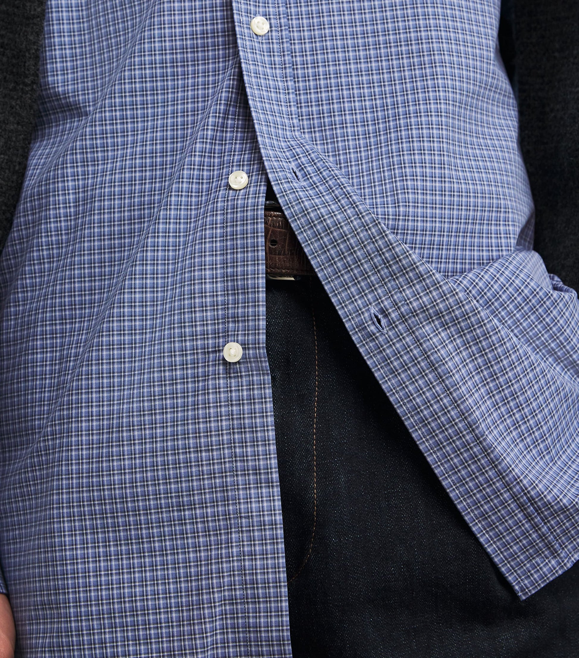 Cotton Poplin Check Shirt