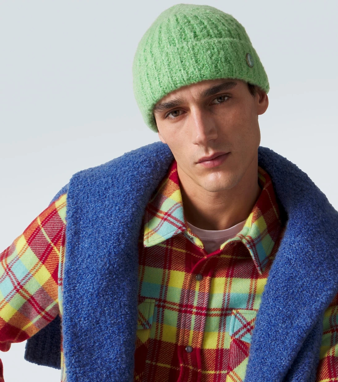 God's True Cashmere - Bouclé cashmere beanie with emerald