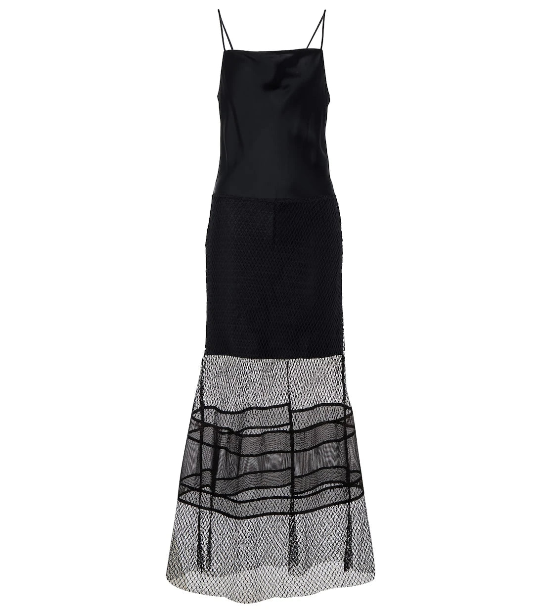 Helmut Lang - Mesh-trimmed satin slip dress