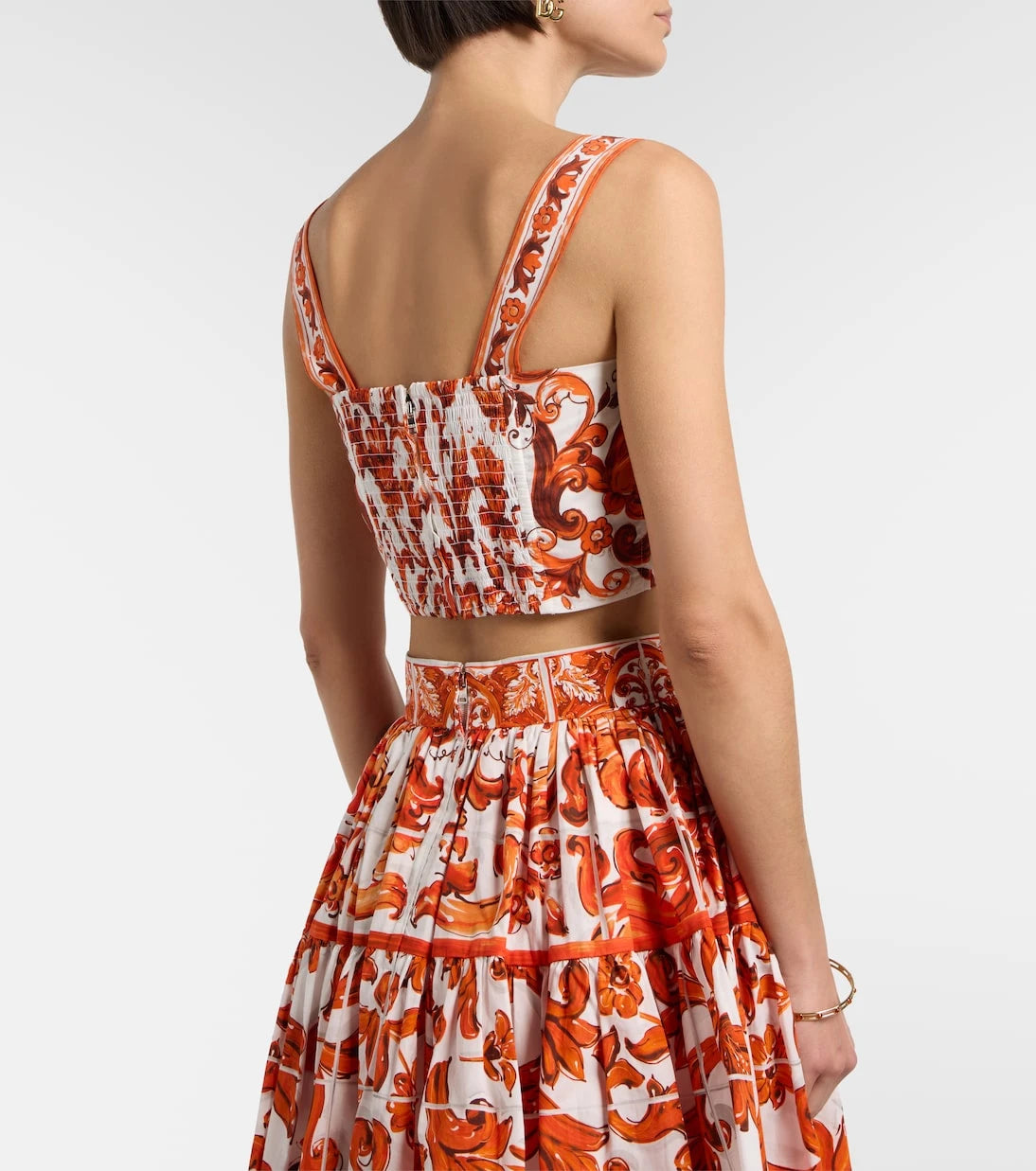 Dolce&Gabbana - Majolica cotton poplin crop top