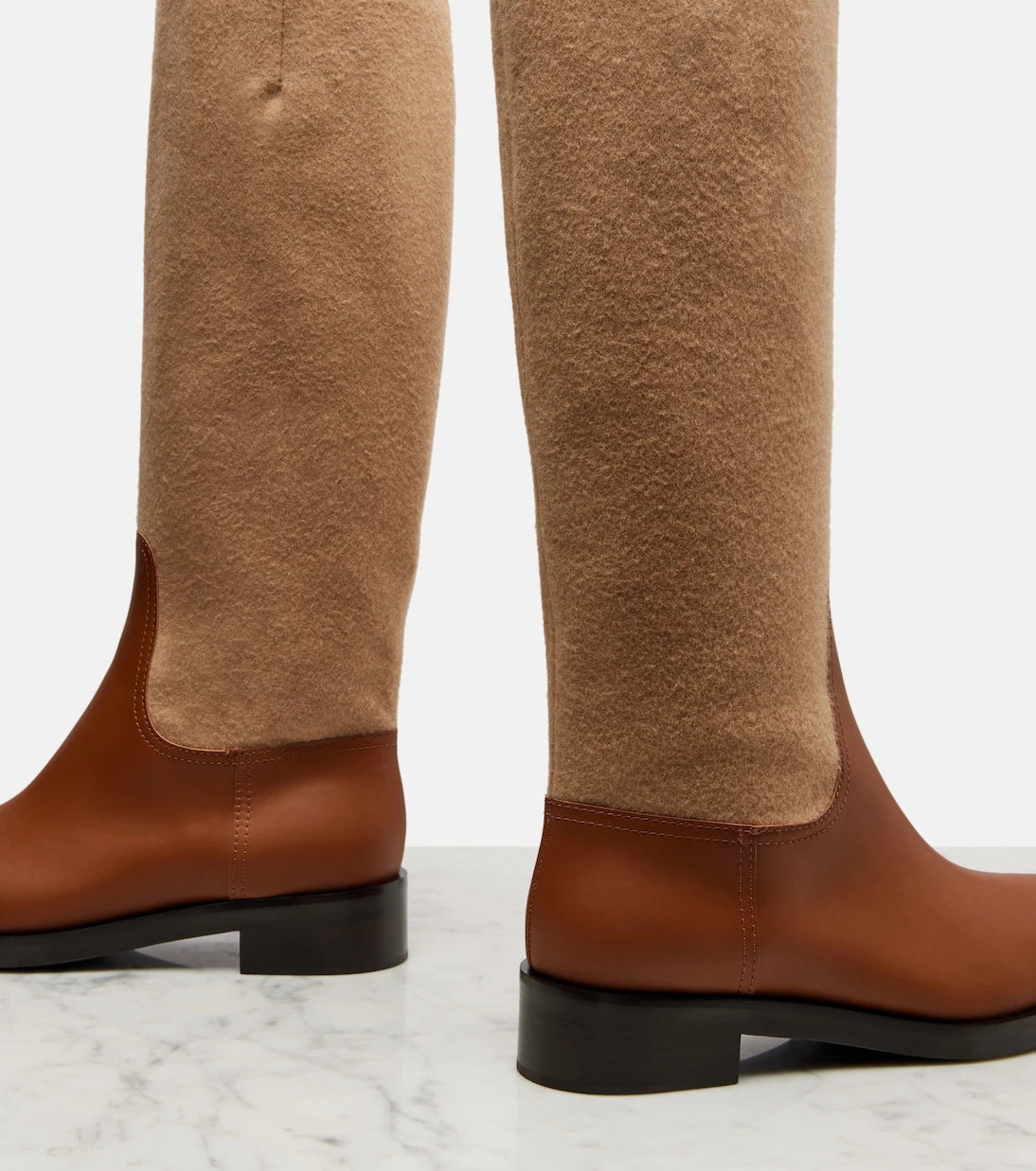 Max Mara - Cavaliere leather and wool knee-high boots