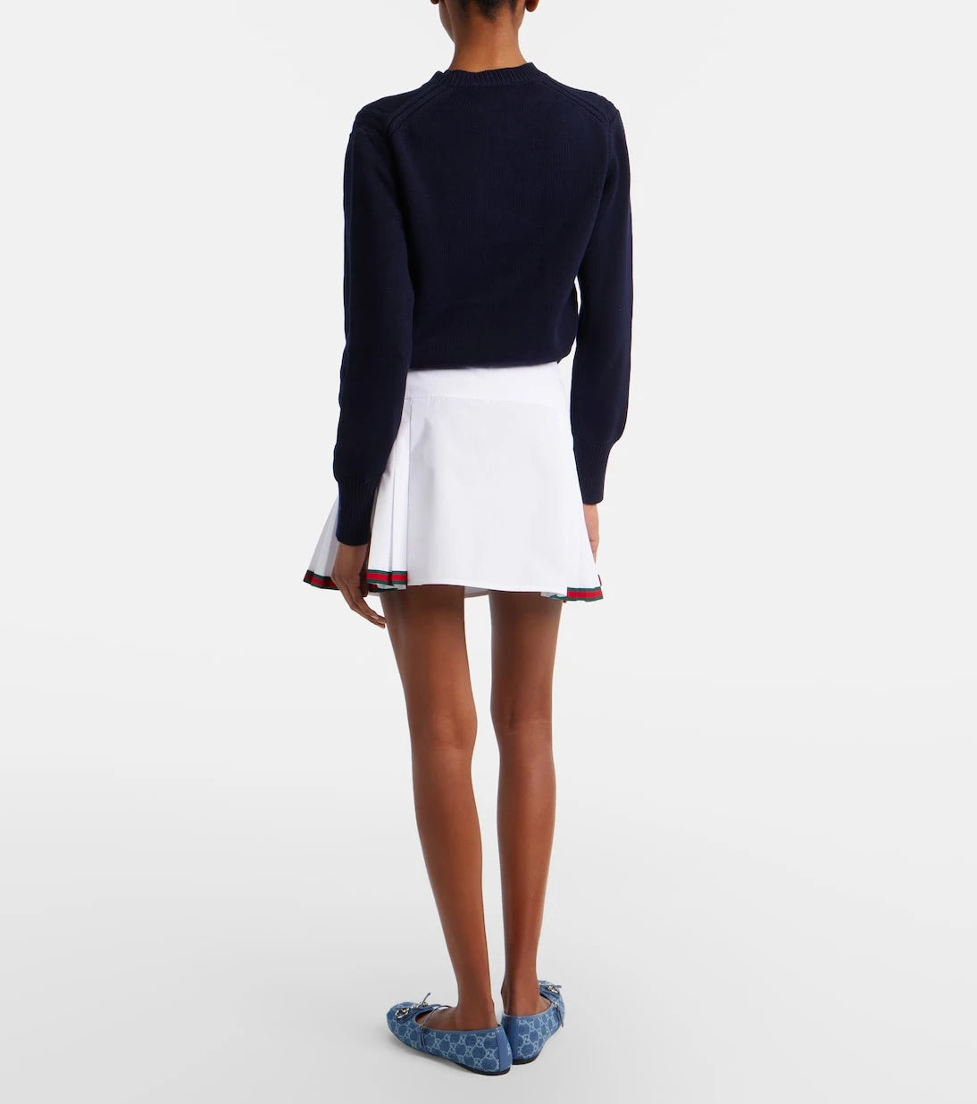 Gucci - Web Stripe cotton poplin miniskirt