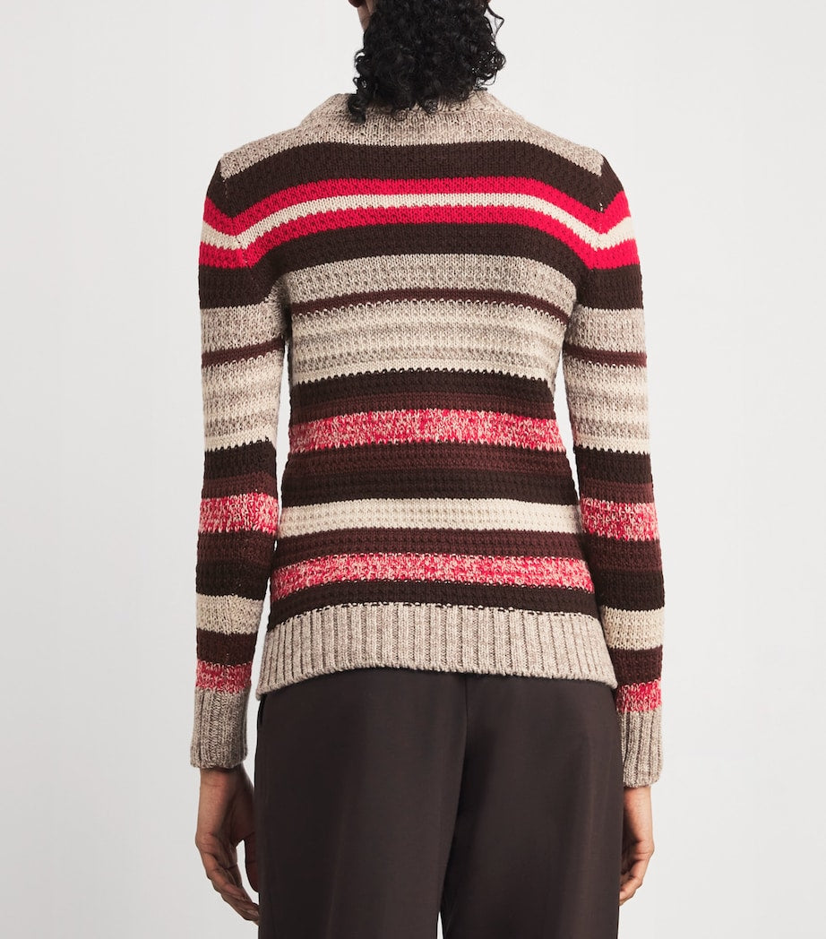 Red Virgin Wool Striped Sweater