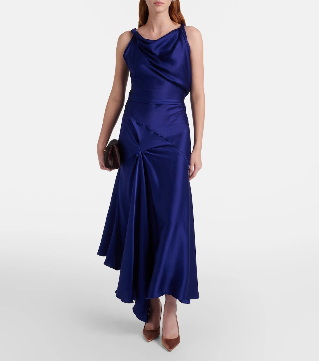Victoria Beckham - Draped asymmetric satin midi dress