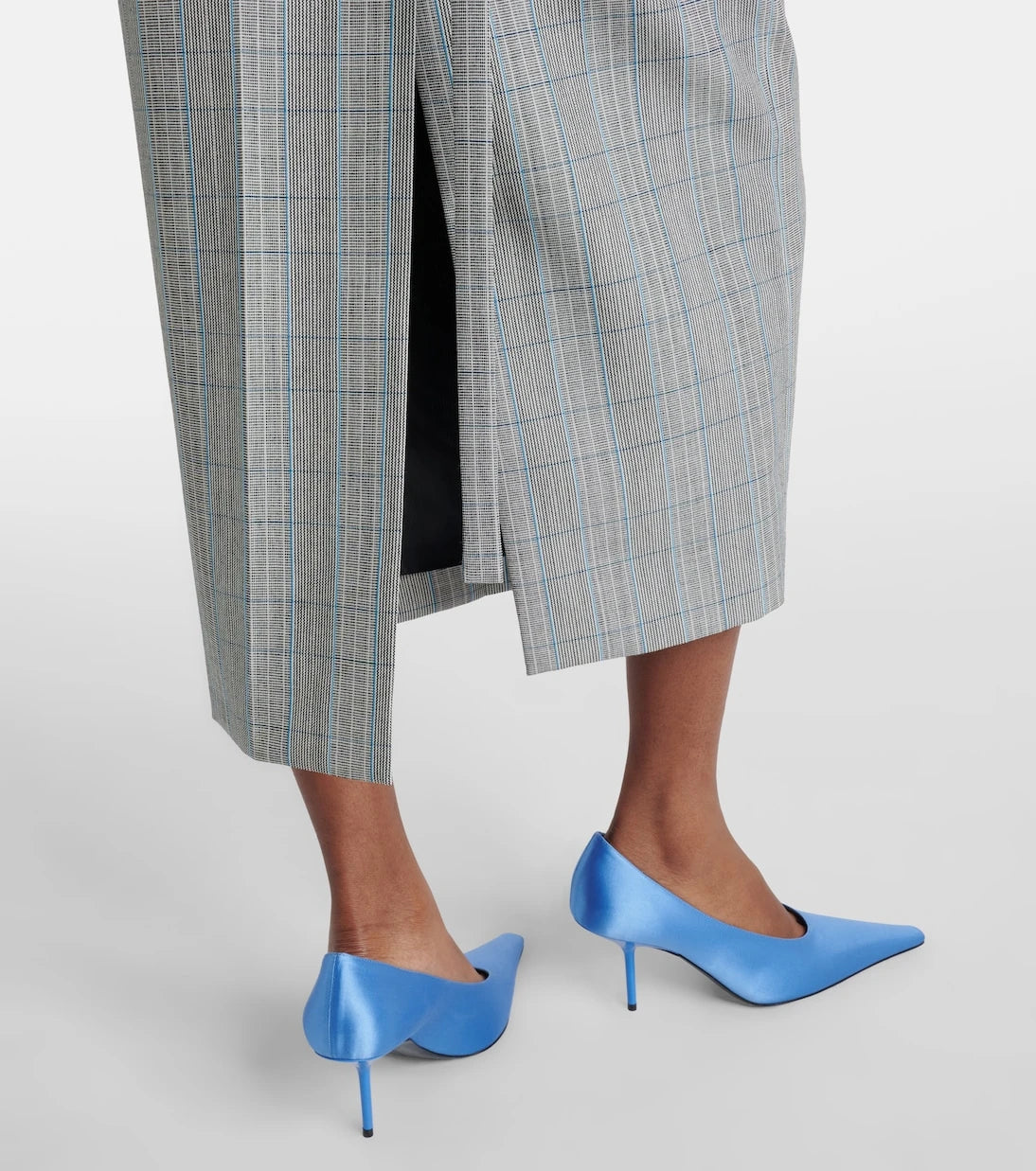 Victoria Beckham - Checked virgin wool midi skirt