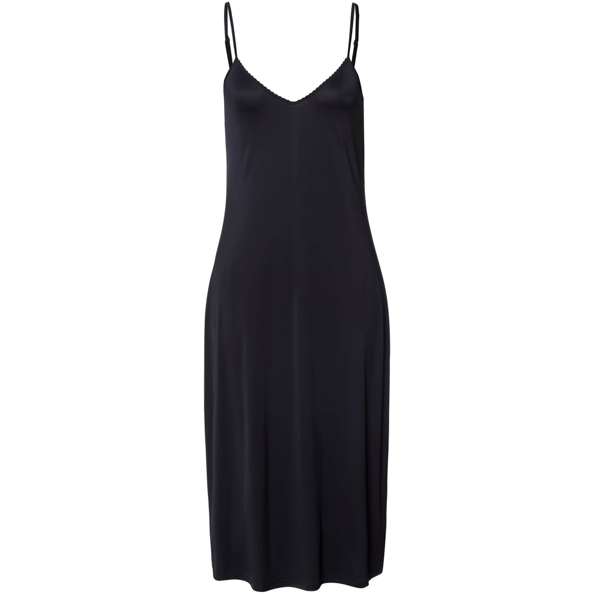 Hanro Black Stretch-Satin Deluxe Slip Dress