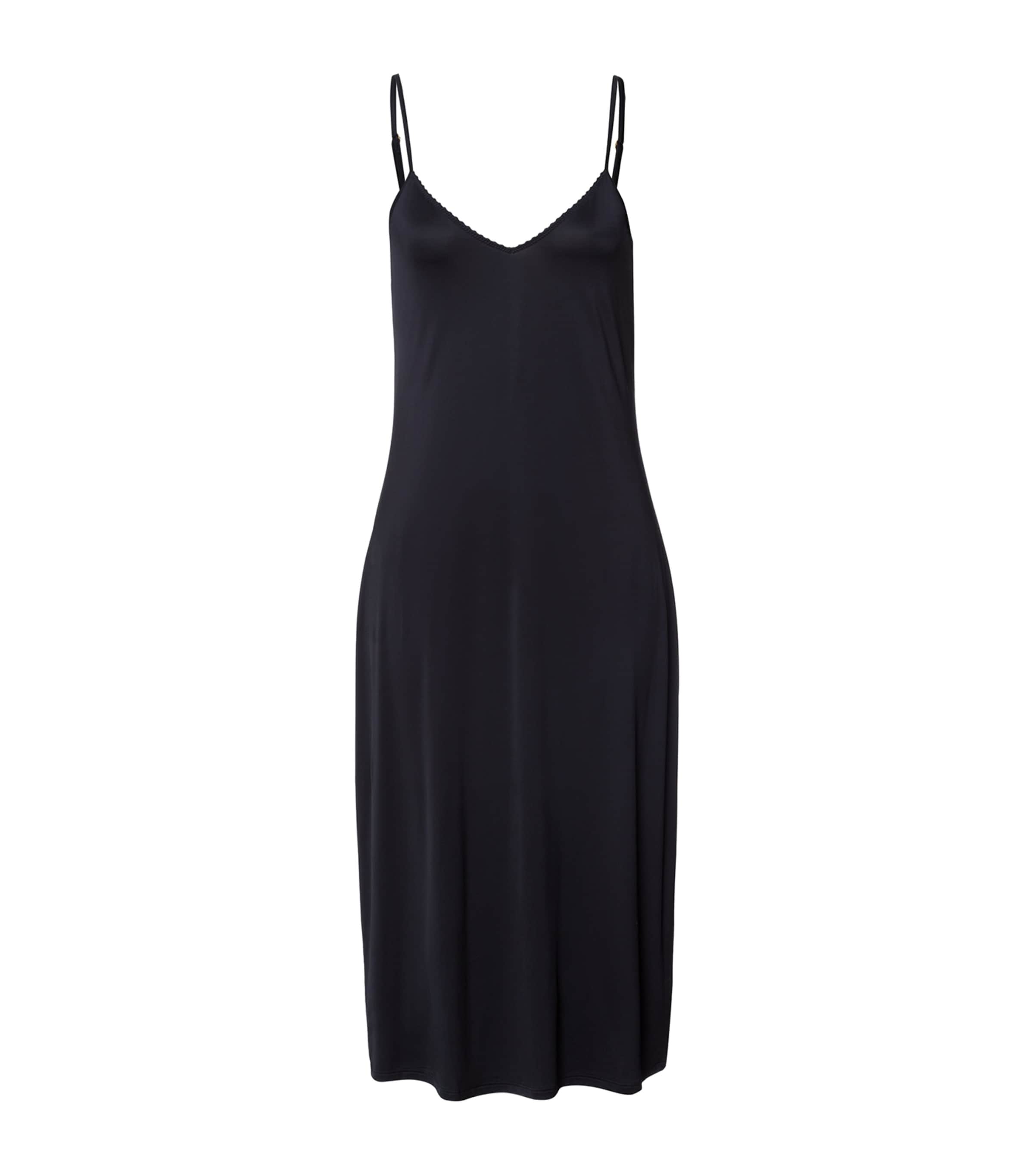 Hanro Black Stretch-Satin Deluxe Slip Dress